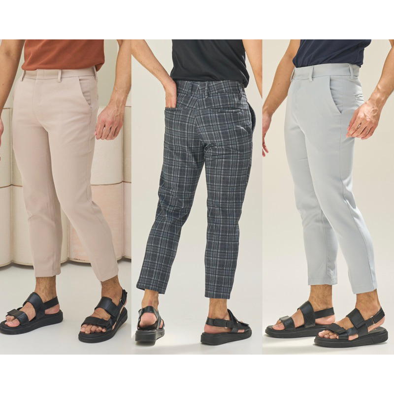 Backtobazix - Chalie Boy Cropped Pants กางเกงขาเต่อ (ขา 5 ส่วน) เก็บสะโพก เก็บต้นขา ช่วยให้ขาแลดูยาวขึ้น ใส่สบาย