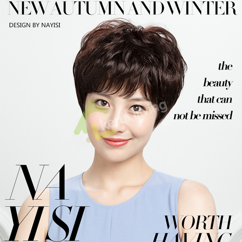 ผมปลอม วิกผมสั้น สำหรับผู้หญิง แฮร์พีชผมสั้น วิกผมคอสเพลย์ ไม่คัน ใส่แล้วไม่โป๊ะ มีหน้าม้า ฟรีตาข่ายคลุมผม