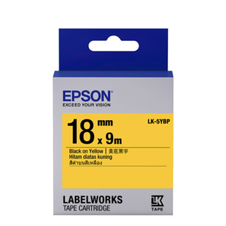 Epson เทปพิมพ์อักษร 18 มม. ดำพื้นเทปเหลือง LK-5YBP