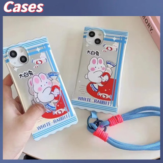 คูปองเคลม🎀เคสไอโ case for iphone 11 12 ท๊อฟฟี่กระต่ายขาว เคส 14 13 12 11 pro max เคสโทรศัพท์สายโซ่ ป้องกันการตก