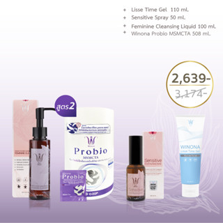 Winona(วิโนน่า) Set Feminine Liquid Cleansing 100 ml + Sensitive Spray 50 ml +Winona Probio 30 Capsules