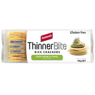 Thinner bite rice cracker sour cream 100g. กลูเต้นฟรี รสซาวครีม