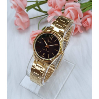 นาฬิกา Casio รุ่น LTP-V005G-1B นาฬิกาผู้หญิงสายแสตนเลสสีทอง หน้าปัดดำ - ของแท้ 100% รับประกันสินค้า 1 ปีเต็ม