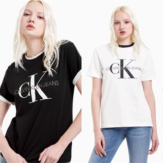 💝MIDNIGHT915💝CK Woman Girl T-shirt แขนสั้นผู้หญิง CK แขนสั้น เสื้อยืดสีดำสีขาว