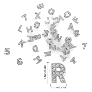 ตัวติดรองเท้า ตัวอักษร A-Z เพชร คริสตัล สีเงิน Diy สำหรับตกแต่งรองเท้าหัวโต ติดง่าย