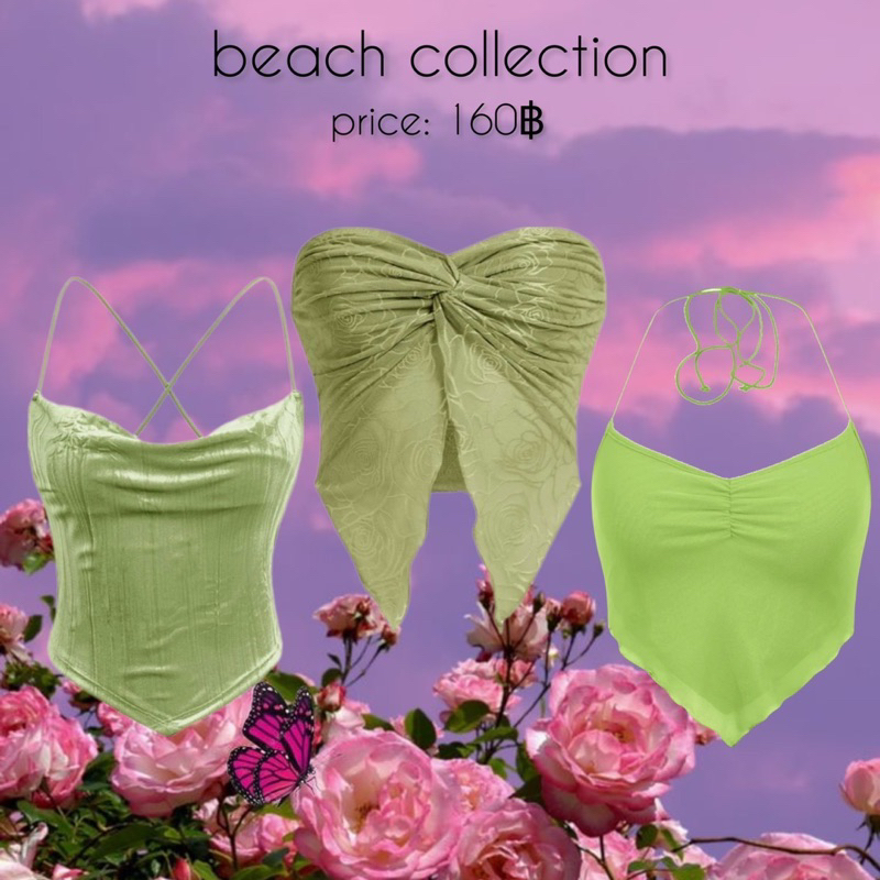 beach collection เกาะอก สายเดี่ยวใส่ไปทะเล เสื้อผูกคอ ทะเลเสื้อสาวอวบ💐