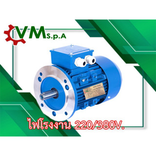 “V.M s.p.a” มอเตอร์  1Hp 4pole  1450รอบ 3PH  220/380V. ไฟโรงงาน  หน้าแปลน  เคสอลูมิเนียม /B5