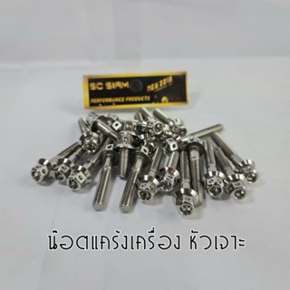 ชุดน๊อตเลส แคร้งเครื่อง​ หัวเจาะ ซ้าย-ขวา รถมอเตอร์ไซค์หลายรุ่น น๊อตเลส sc siam สแตนเลสแท้100% #ส่งของเร็วมาก!!