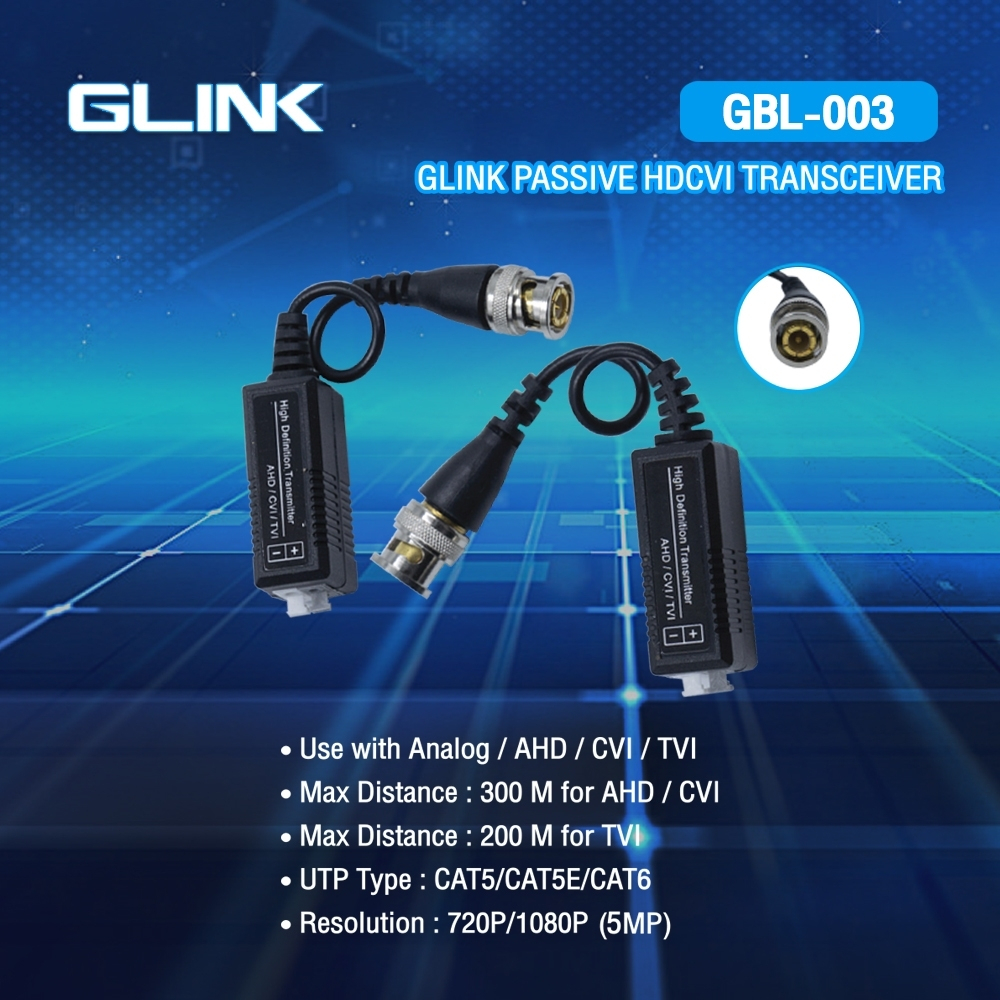 GLINK GBL003 บาลัน Balun HD 5ล้าน สำหรับกล้อง ANALOG เดินไกลสูงสุด 300 เมตร