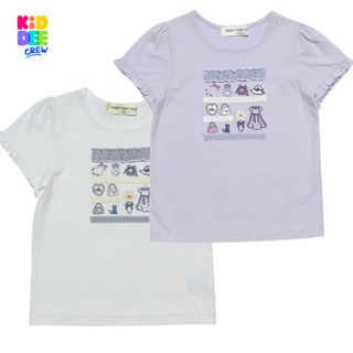 KiddeeCrew เสื้อเด็กผู้หญิง ปักพิมพ์หมวก ของใช้น่ารักๆ มี2 สี  เหมาะสำหรับอายุ 1-12 ปี