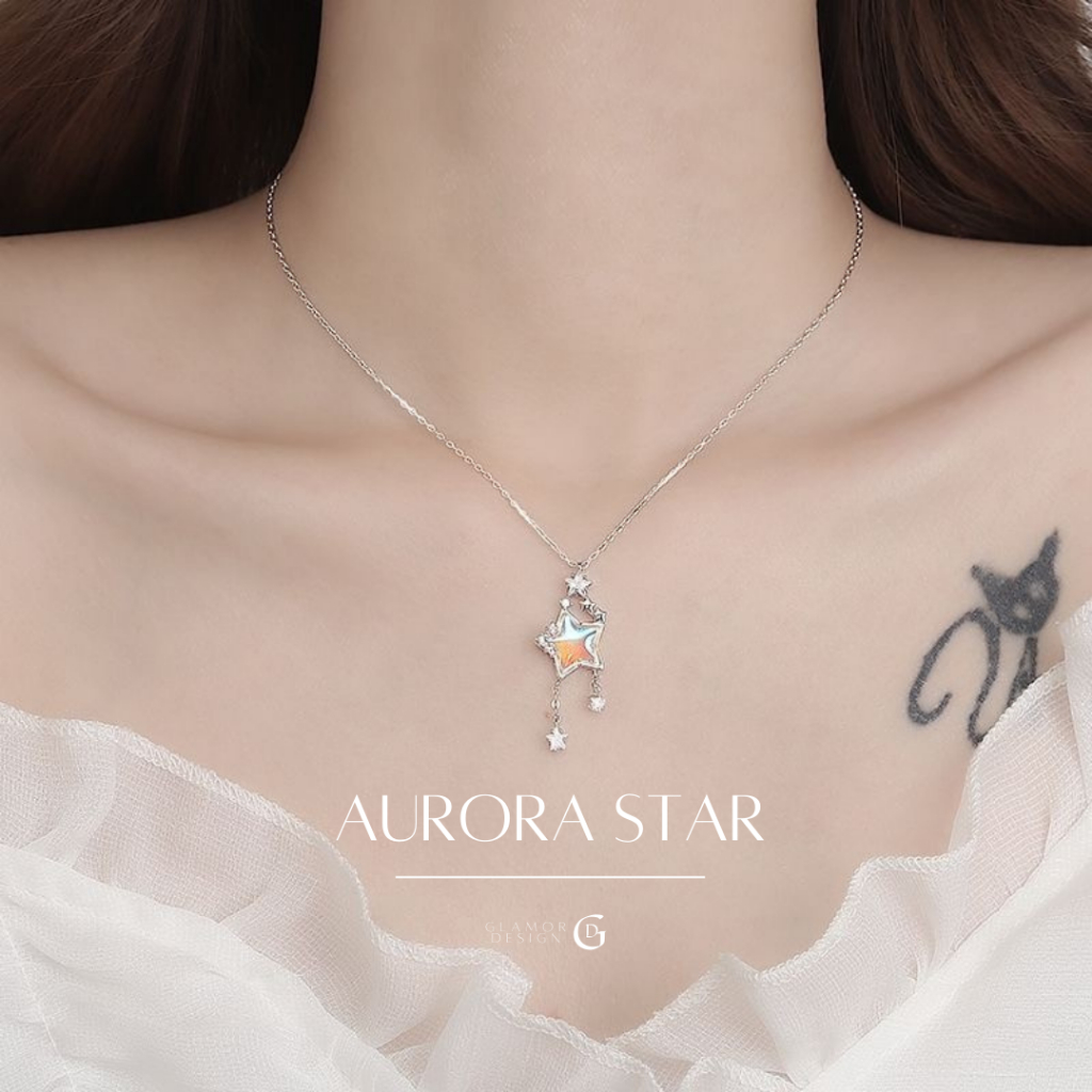 GLAMOR✨สร้อยคอเงินแท้ Aurora Star จี้ดาวเปลี่ยนสี สร้อยคอเพชร สร้อยจี้ดาวสวยๆ ดีไซน์สุดหรูหรา