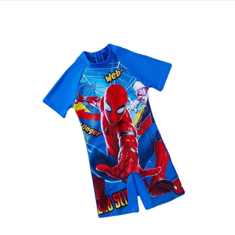 ชุดว่ายน้ำเด็กผู้ชาย นสไปเดอร์แมน ชุดว่ายน้ำวันพีซเด็ก ชุดว่ายน้ำวันพีชแขนสั้น สำหรับเด็ก เด็กผู้หญิง เด็กผู้ชาย - รูปที่ 3