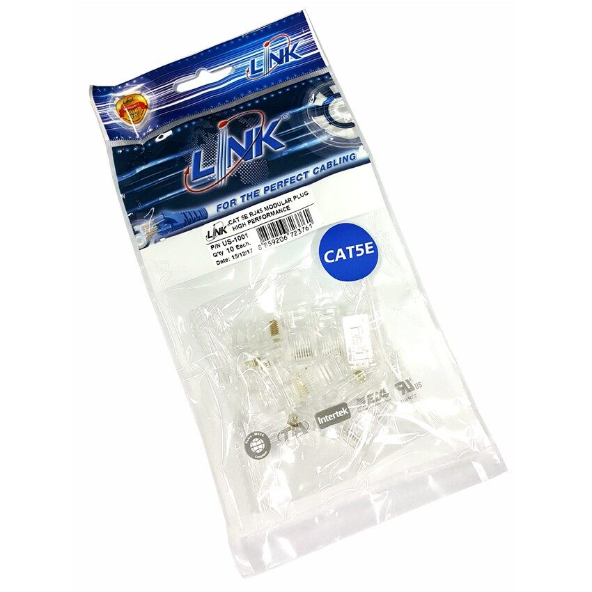 LINK US-1001 Plug RJ45 CAT5  (10 หัว/Pack) ชุด Set 5 Pack (50 หัว) ** พร้อมส่ง ** - รูปที่ 3