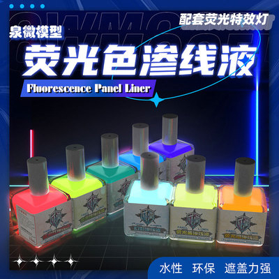 Panel Line FLUORESCENCE สูตรสีน้ำกลิ่นไม่แรง ใช้เล่นกับ backlicht uv ขนาด 18 ml สำหรับตัดเส้นกันดั้ม โมเดล