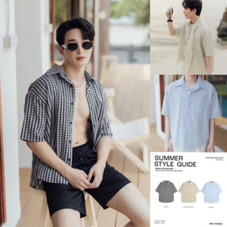 เสื้อเชิ้ตแขนสั้น ผ้าลายทอแจ็คการ์ด (รหัส : KN66)