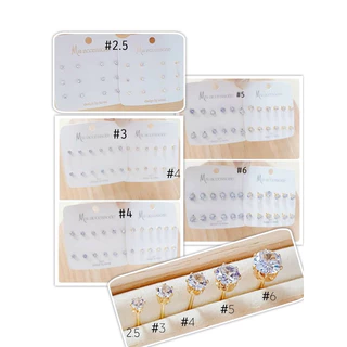 🇹🇭( EF02 )ต่างหูเพชร 6 คู่ ต่างหู รุ่นยอดนิยม เม็ดกลม Diamond Earings