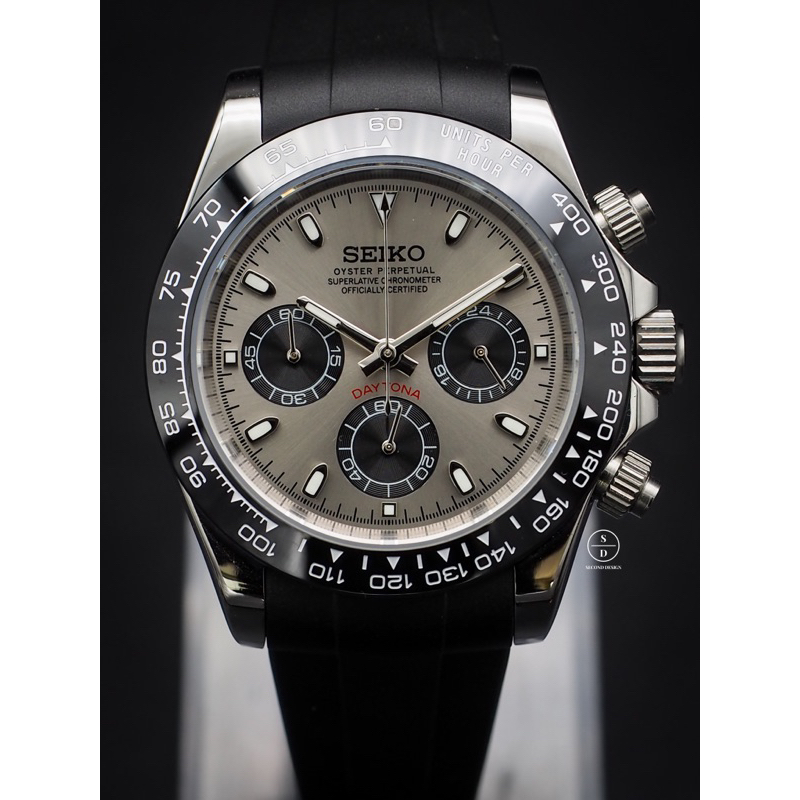 Seiko Mod Daytona Silver White Gold Ceramic (Daytona Edition) ⚫️⚪️