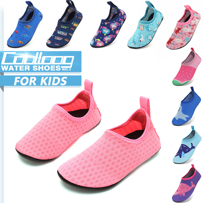 Coolloog สำหรับเด็ก ลวดลายน่ารัก รองเท้าเดินชายหาด