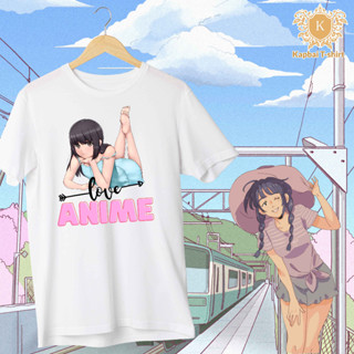 T-Shirt เสื้อยืด สีขาว ลาย Love Anime เนื้อผ้าCotton100% เบอร์32 ใส่สบาย ใส่ได้ทั้งหญิงและชาย