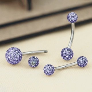 PiercingRoom by jay จิวสะดือ Preomium Preciosa Light Amethyst Crystal Titanium G23 เกรดการแพทย์