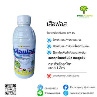 เสือฟอส (1ลิตร) โพรฟีโนฟอส 50% EC ป้องกันและกำจัดหนอนรัง ป้องกันและกำจัดเพลี้ยไฟ ไรแดง มอดเจาะต้น ออกฤทธิ์แบบสัมผัส และแ