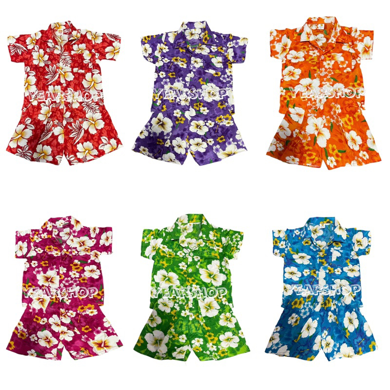 ชุดฮาวายเด็ก ชุดลายดอกเด็กอ่อนเด็กเล็ก ชุดสงกรานต์เด็กเล็ก น้ำหนัก3-15โล (จัดส่งตามโทนสีคละลายดอก)