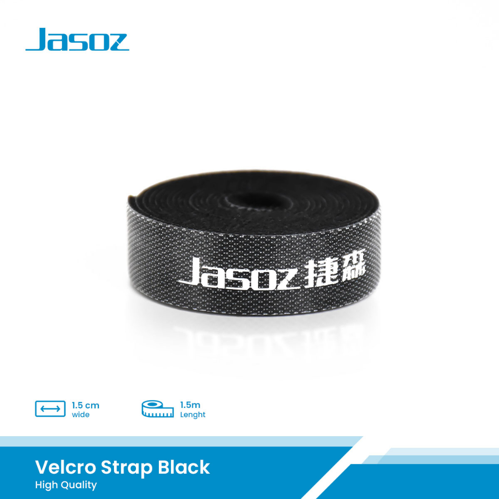 ⚡COD⚡Jasoz Strap Black เทปตีนตุ๊กแก สายรัดไนลอน ใช้สำหรับเก็บสายไฟและอื่นๆ