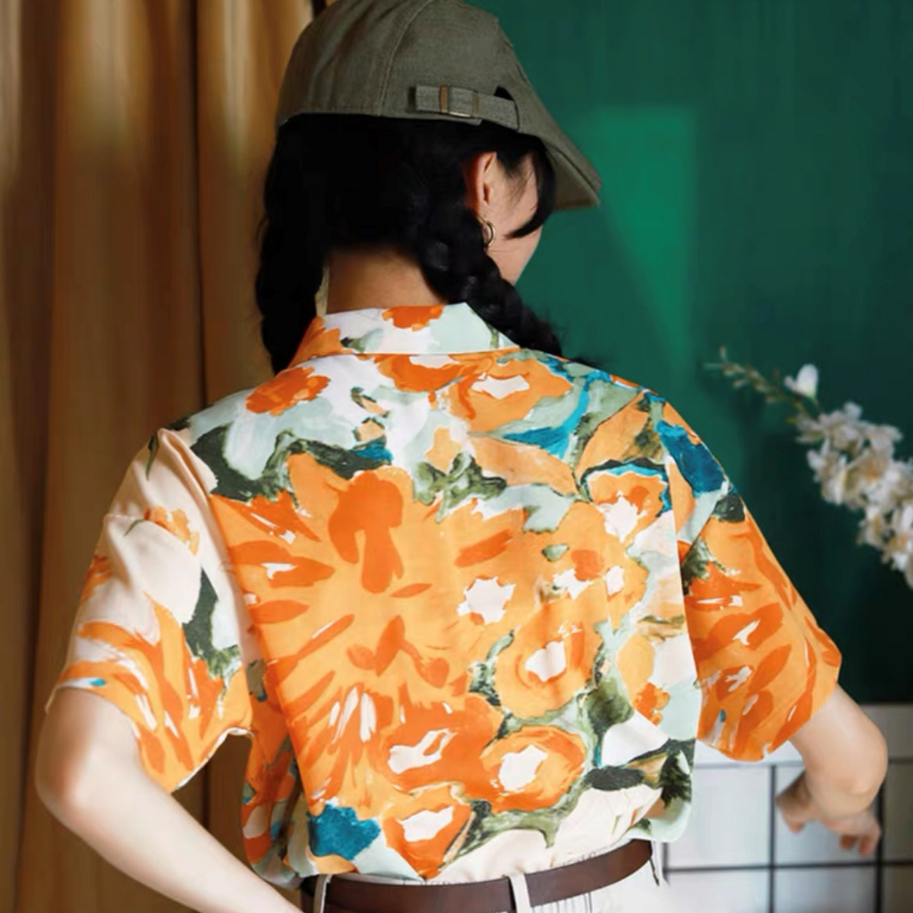 midsummer เสื้อสงกรานต์2024 ลายดอก ผ้าไหมอิตาลี ของพร้อมส่ง มีกระดุมหน้าใช้งานได้จริง เนื้อผ้าเย็น สีสวยสดใส #309