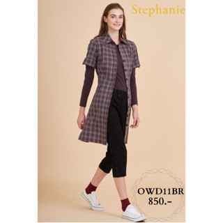 Stephanie ชุดเดรสลายสก๊อตสีน้ำตาล (OWD11BR)