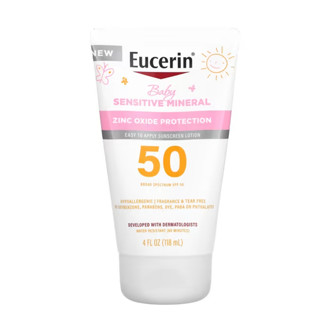 โลชั่นกันแดด Eucerin Baby Sensitive Mineral Sunscreen Lotion SPF 50  Fragrance Free, 4 fl oz (118 ml)