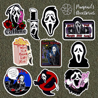 ʕ •ᴥ•ʔ ✿ พร้อมส่ง : เข็มกลัดเซ็ทฆาตรหน้ากากผี | Ghostface Mask Killer - Scream Movie Enamel Brooch Pin Set.