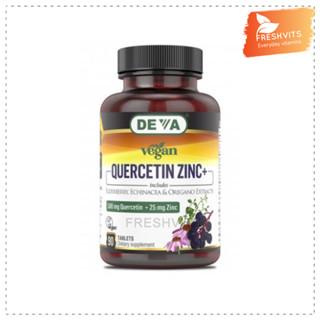 Deva,Vegan Quercetin, 500 mg, Zinc+, 25 mg, 90 Tablets