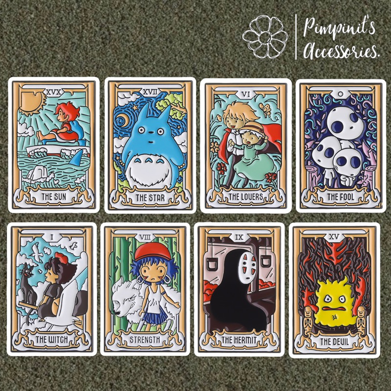 ✿ ร้านในไทยพร้อมส่ง : เข็มกลัดเซ็ททาโรต์ตัวละครจิบลิสตูอิโอ | GHIBLI STUDIO x TAROT CARD Enamel Broo