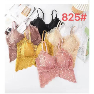 🌟สินค้าพร้อมส่ง🌟NO.825 บราลูกไม้  บราสายเดี่ยวแฟชั่น มีฟองน้ำเย็บติดกับเสื้อ เสื้อชั้นใน ปรับสายได้ มีให้เลือก 3 สี