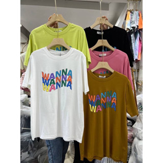 เสื้อยืด ลาย WANNA สีรุ้ง🌈ป้าย its me basic