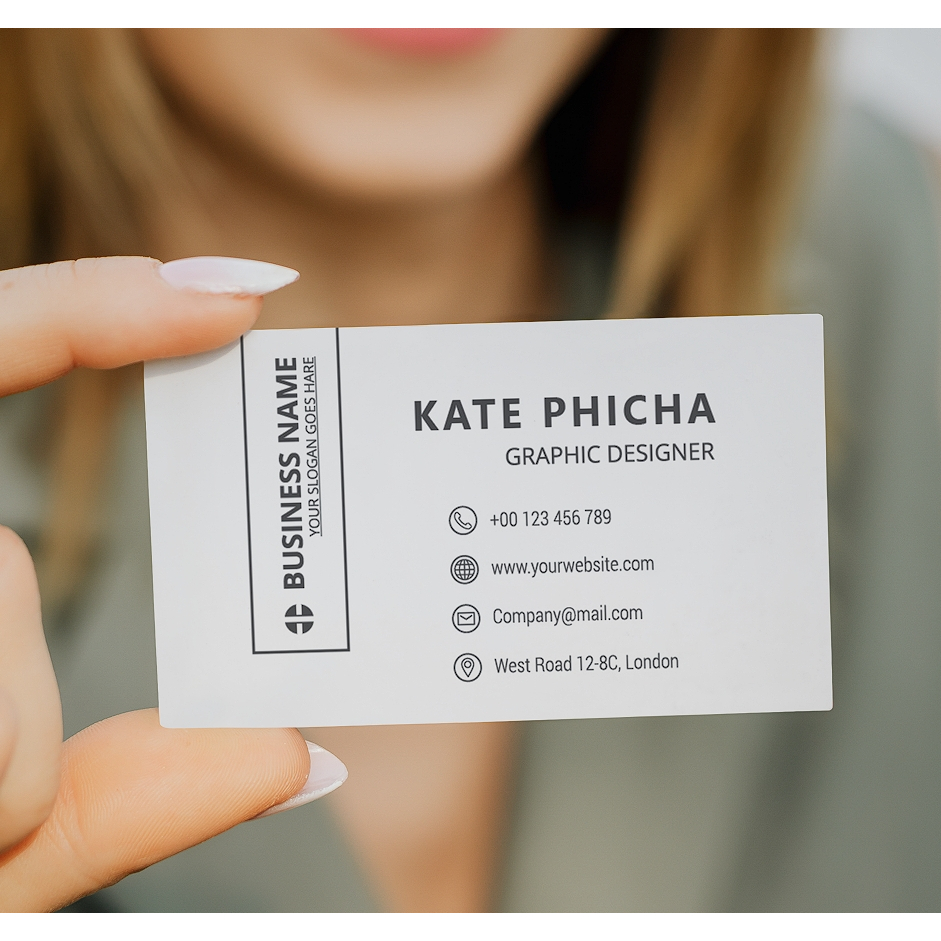 นามบัตร โทนสีขาว 300แกรม สไตล์มินิมอล รับผลิตนามบัตร นามบัตรบริษัท