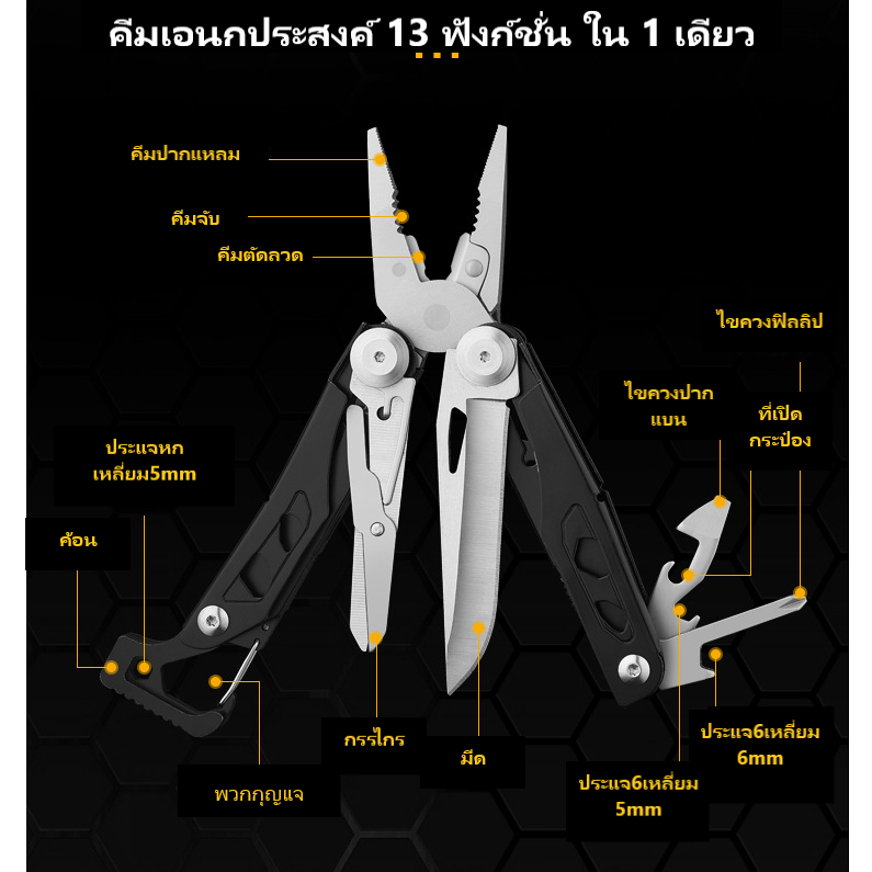 มีดพกพาเอนกประสงค์ พวงกุญแจมีด ไขควงเอนกประสงค์Multi-Tool Heavy Duty Multifucntion 13in1คุณภาพระดับพรีเมี่ยม