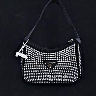 กระเป๋า PRADAA SATIN BAG WITH CRYSTAL