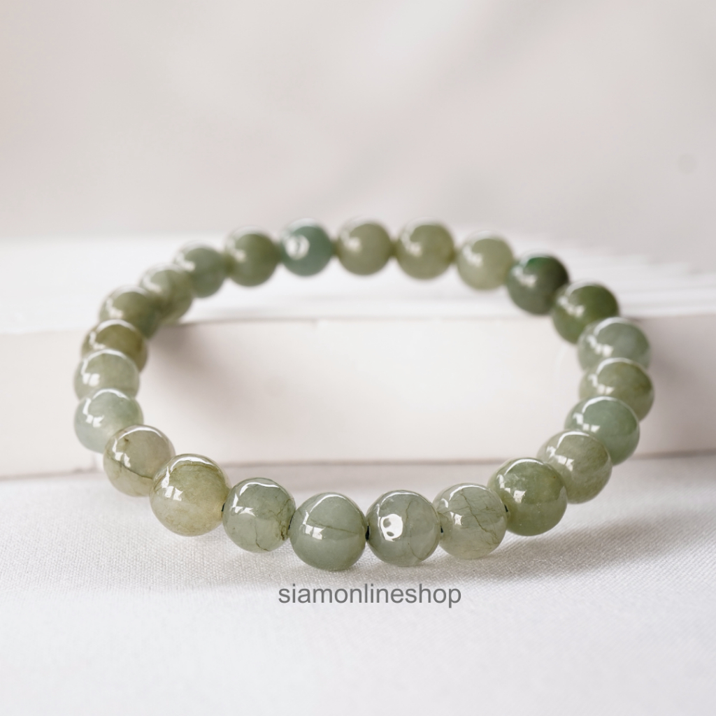 JADE หยกพม่าแท้ สีธรรมชาติ ขนาด 8 มม. by siamonlineshop