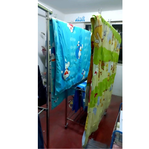 ราวตากผ้าพับได้ บาร์เรียบ ราวตากผ้าคอนโด ปรับสูง-ต่ำ บาร์ขยายซ้าย-ขวา ล้อล็อกได้ สแตนเลสทั้งตัว ข้อต่อสแตนเลส ราคา ถูกที่สุด ดีลบีเคเค แกลเลอรีภาพที่ 6