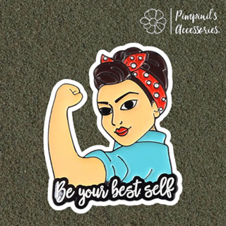 🇹🇭 พร้อมส่ง : เข็มกลัดลายพลังผู้หญิงสายสตรอง "Be Your Best Self" | "Be Your Best Self" Woman Power Enamel Brooch Pin.