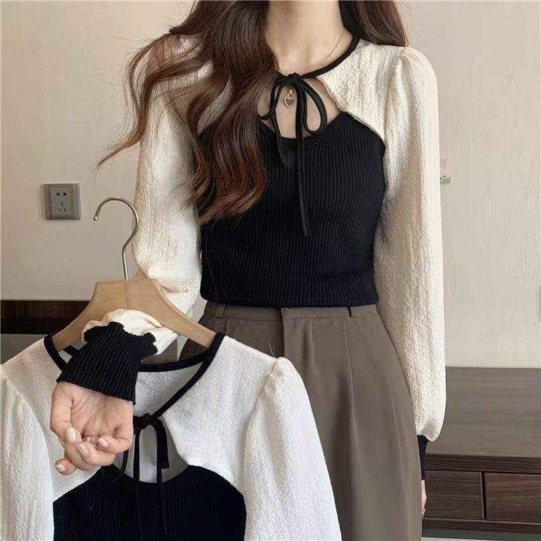 MYGIRLSHOP.THเสื้อแฟชั่นแขนชีฟองผูกด้านหน้าN343