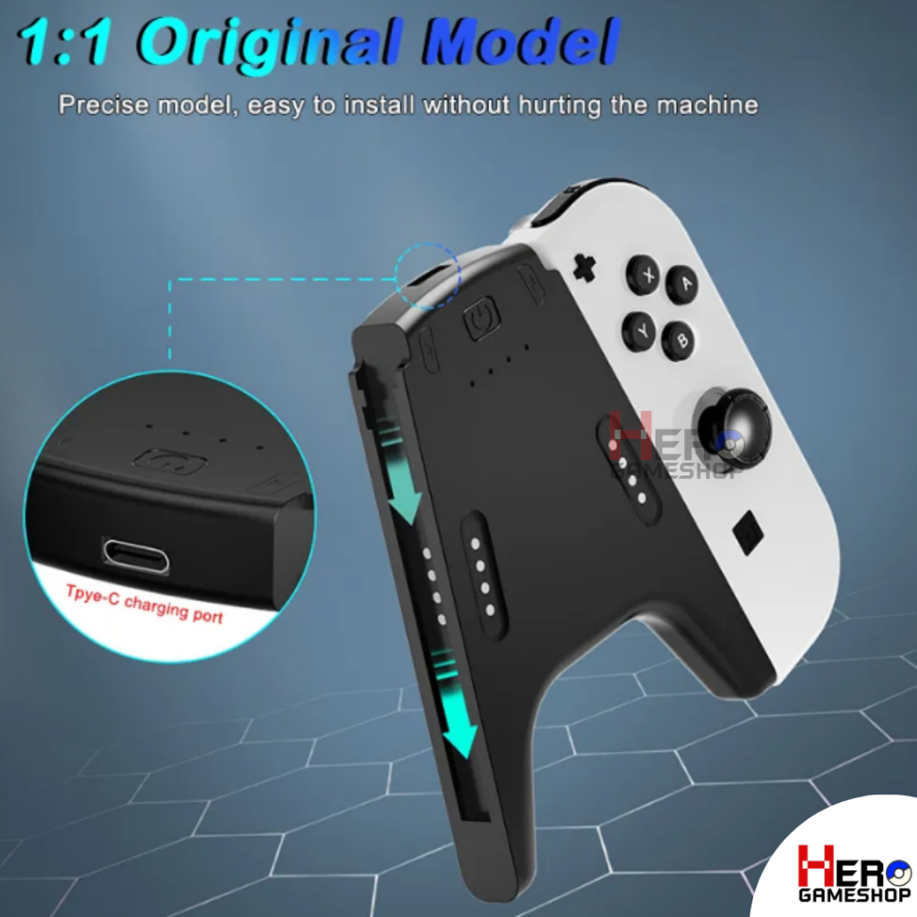 Battery Grip Joy Con Nintendo Switch OLED 🇹🇭พร้อมส่งในไทย🇹🇭 กล่องแดงแบตกริบ มีแบตในตัวขนาด 2000mAh Joy Con Charging Grip