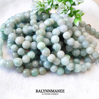 ข้อมือหยกพม่าแท้ ( Jadeite type A ) ขนาดหยก 9 - 10 มิล เป็นงานกลึงมือช่างพม่า เม็ดหยกจะกลมไม่เท่ากันนะคะ