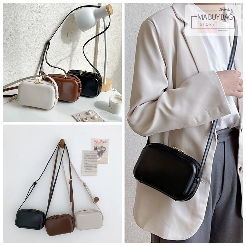พร้อมส่งจากไทย ส่งไวมาก!! กระเป๋าสะพายข้าง ทรงกล่อง เรียบๆ น่ารักมินิมอล สวยตรงปก : Minimal Bag JJ19