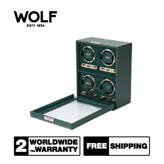 กล่องหมุน กล่องนาฬิกา WOLF1834 รุ่น BRITISH RACING 4 PIECE WATCH WINDER (Green)