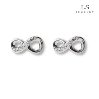 jewelry ต่างหูแพลตตินัม ต่างหูผู้หญิง ต่างหูสตั๊ดอินฟินิตี้ ของขวัญแฟชั่น e2338