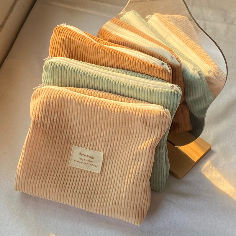 กระเป๋าซิปผ้าลูกฟูกสีพาสเทล flure.bags ราคา ถูกที่สุด ดีลบีเคเค แกลเลอรีภาพที่ 4