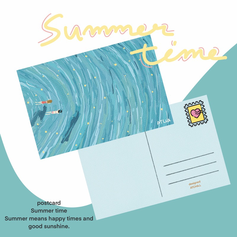 โปสการ์ด Postcard พิมพ์หน้าหลัง happy star & summer time การ์ด – Atcha.l