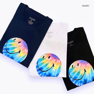 bank’s Tie-dye print T-Shirt 100% Cotton USA เสื้อยืดคอกลม เสื้อยืดลายมัดย้อม เสื้อยืดคุณภาพดี